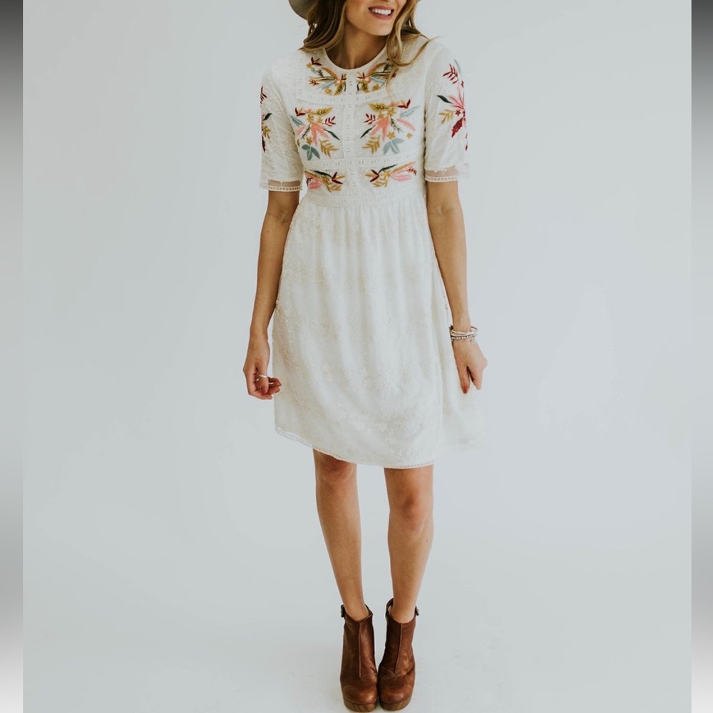 XS Roolee Naomi Embroidered Dress